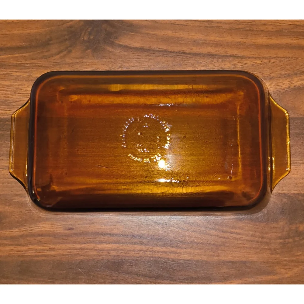 Anchor Hocking Harvest Basket Buffet Amber Brown Glass 9x5 Deep Loaf Baking Dish